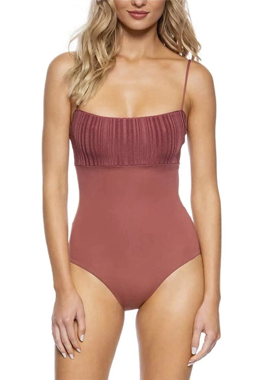 NWT Tavik Women's Size S Scarlett Moderate One-Piece Swimsuit Slinky Rib Berry